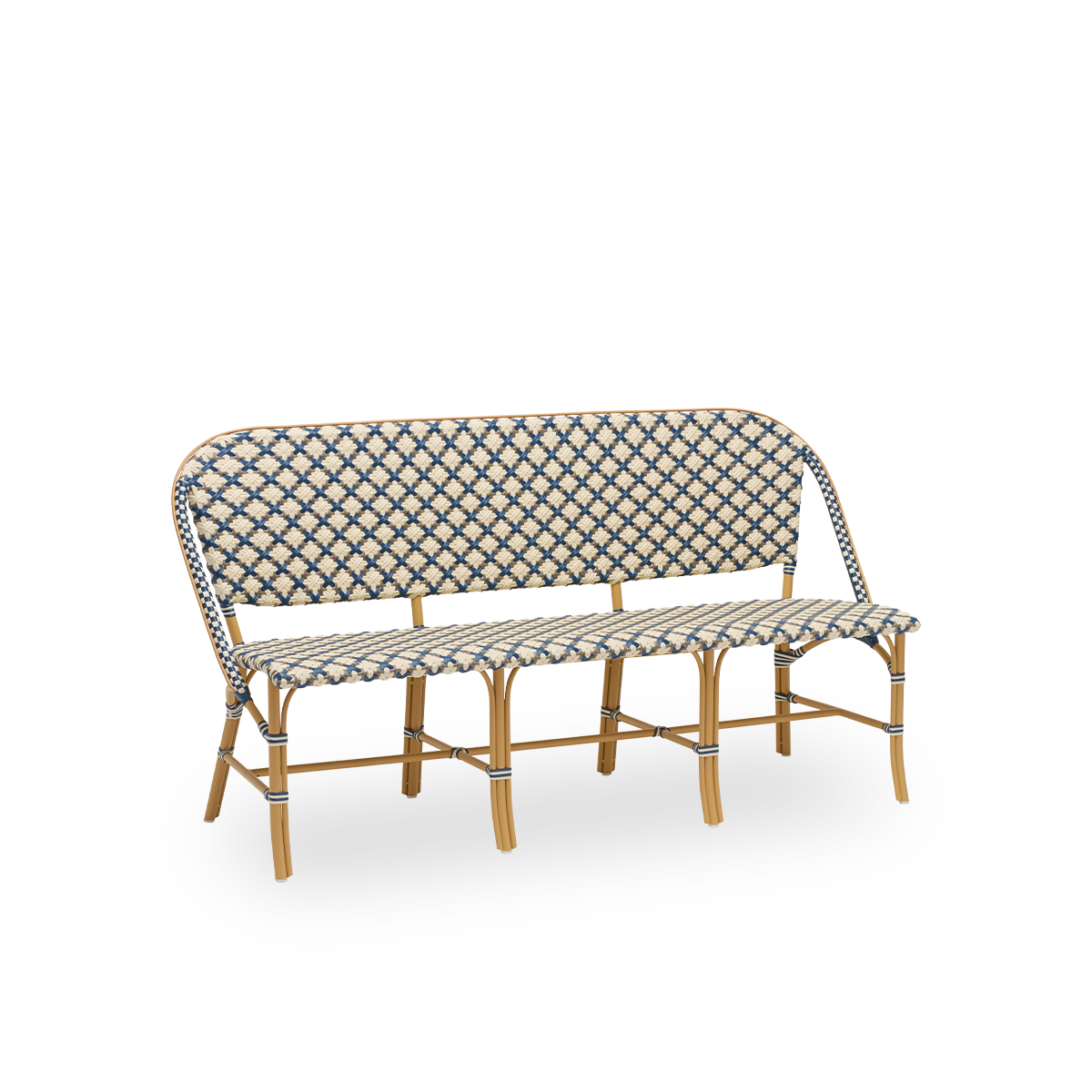 Esta es una imagen de detalle de Sofie en almond aluminium frame starweave ivory navy blue cappuccino artfibre.