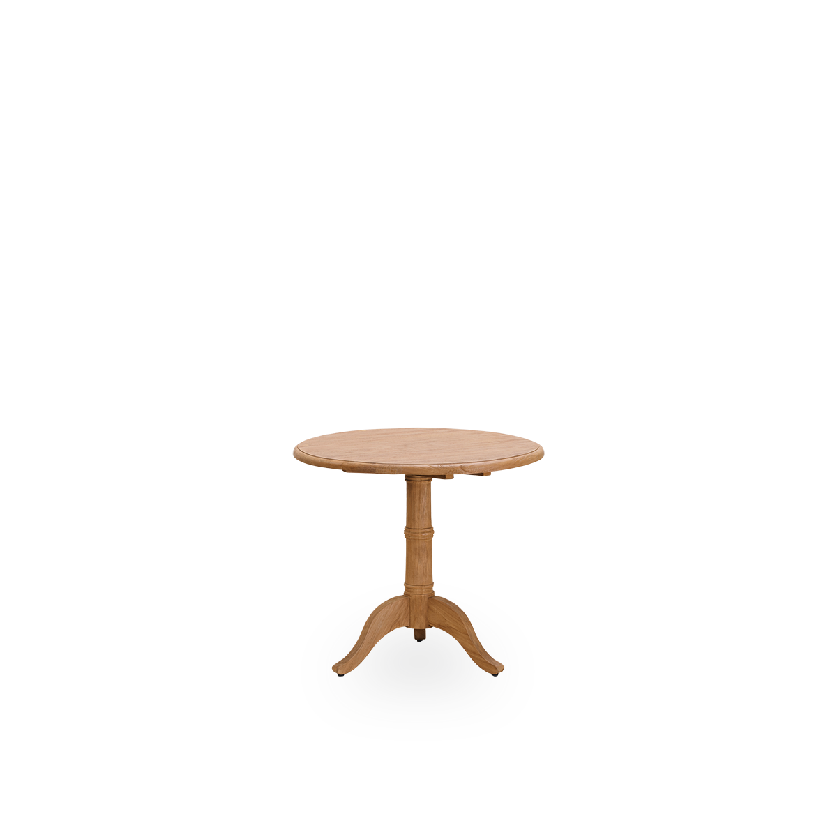Esta es una imagen de detalle de Michel Teak Dining Table Ø80 cm en teak indoor.