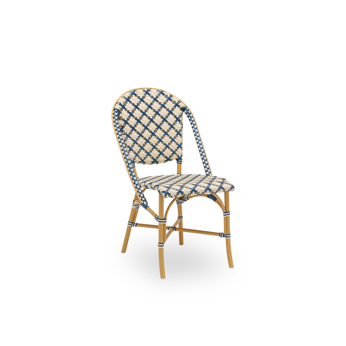 Esta es una imagen de detalle de Sofie en almond aluminium frame starweave ivory navy blue cappuccino artfibre.