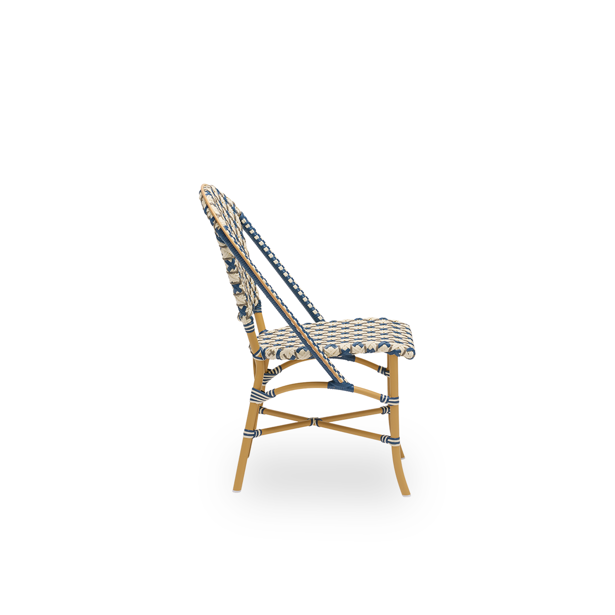 Esta es una imagen de detalle de Sofie en almond aluminium frame starweave ivory navy blue cappuccino artfibre.