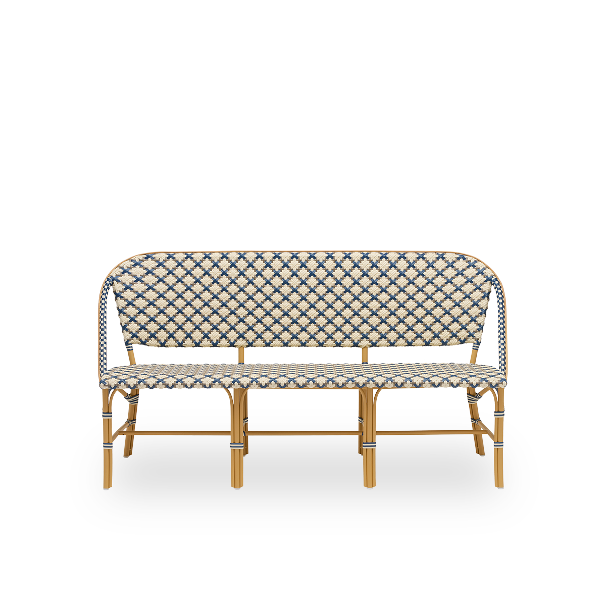Esta es una imagen de detalle de Sofie en almond aluminium frame starweave ivory navy blue cappuccino artfibre.