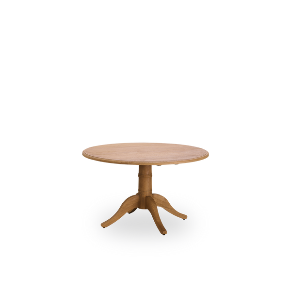 Esta es una imagen de detalle de Michel Teak Dining Table Ø120 cm en teak indoor.