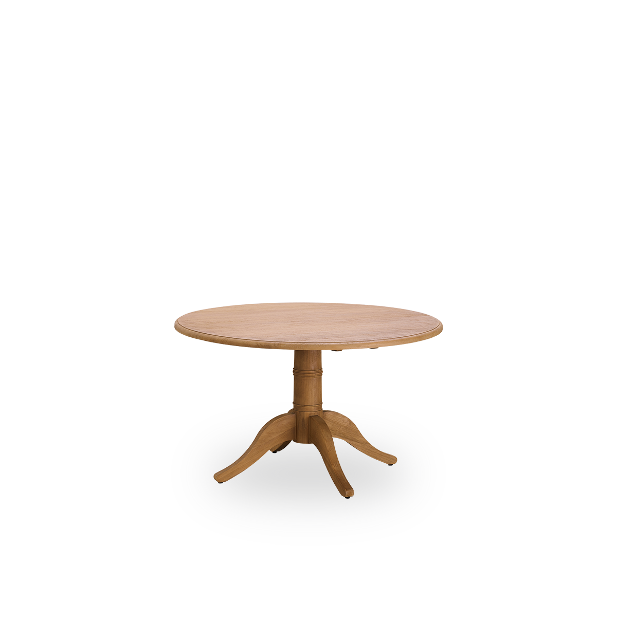 Esta es una imagen de detalle de Michel Teak Dining Table Ø120 cm en teak indoor.