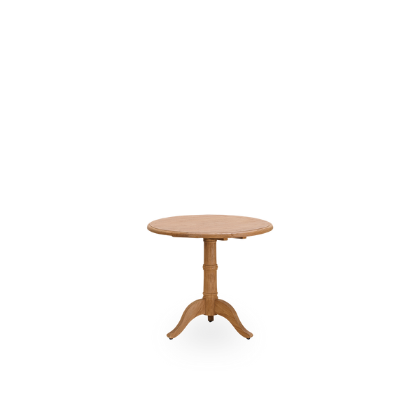 Esta es una imagen de detalle de Michel Teak Dining Table Ø80 cm en teak indoor.