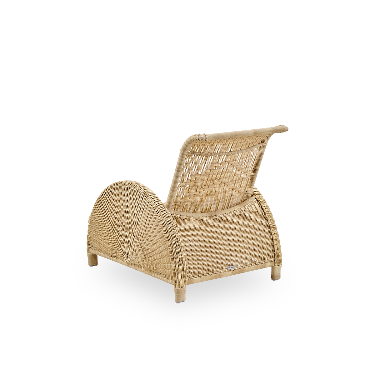 Vista trasera del sillón lounge exterior Paris, diseño icónico de Arne Jacobsen.
Estructura de aluminio completamente tejida con ArtFibre.