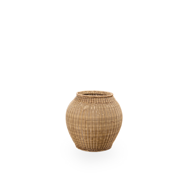 Cesta exterior Ellis en color Castaño, tejida a mano con 70 % de ArtFibre reciclado y 30 % nuevo. Ø50 cm.