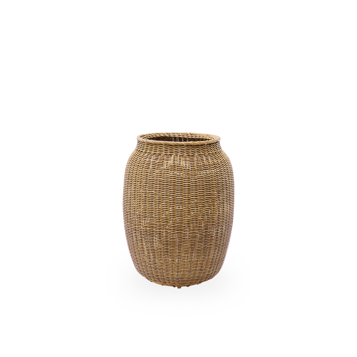 Cesta exterior Alma en color castaño, tejida a mano con 70% de ArtFibre reciclado y 30% nuevo. Ø60 cm.