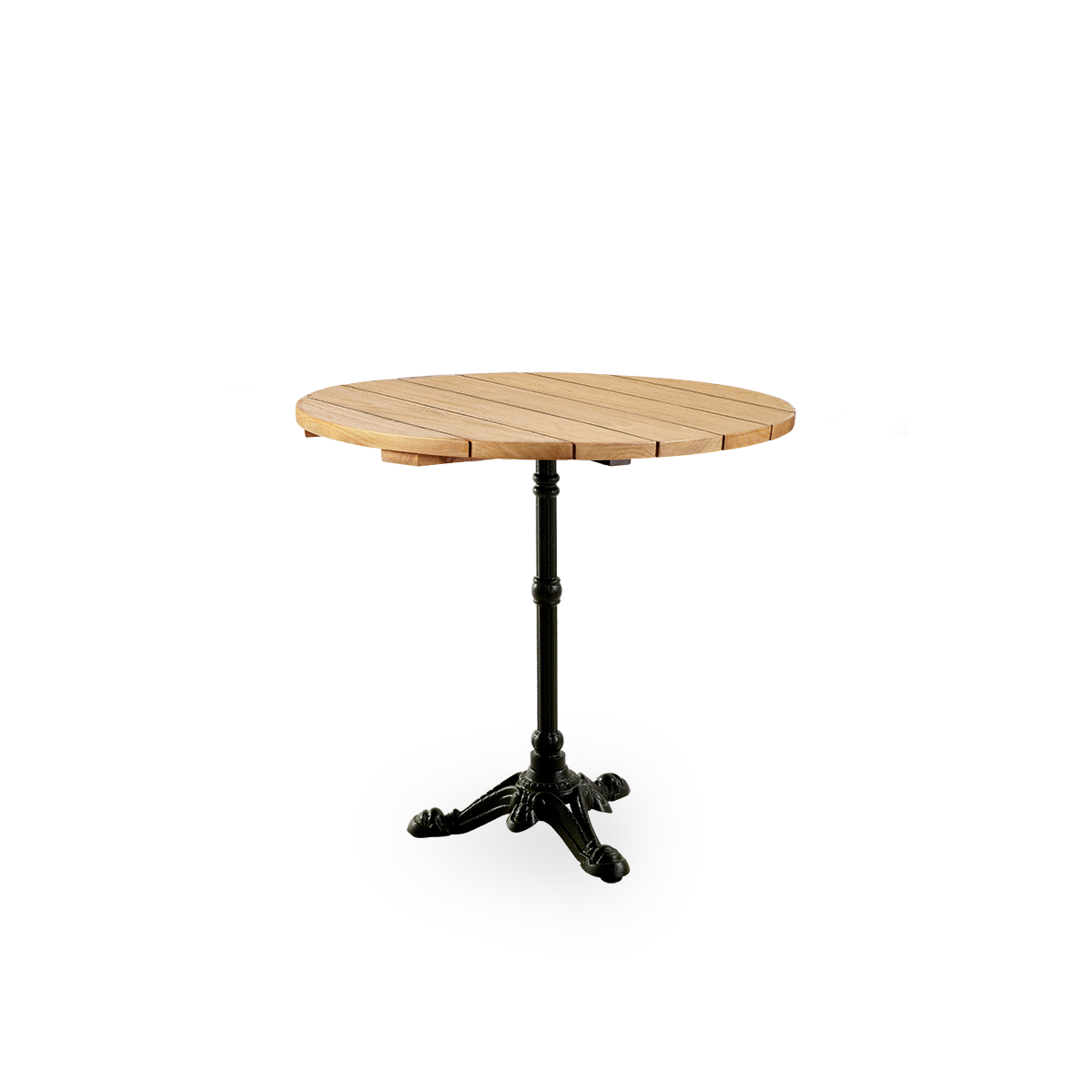 Esta es una imagen de la base de la mesa Lyon Café con tablero de teca.