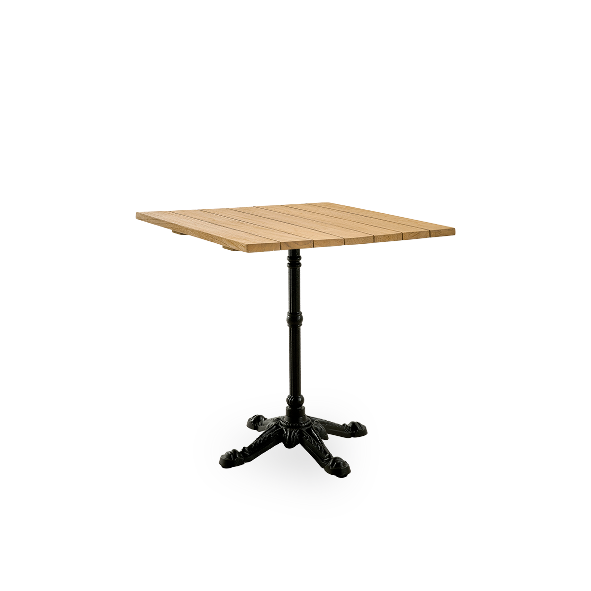 Esta es una imagen de la base de la mesa Lyon Café con tablero de teca.