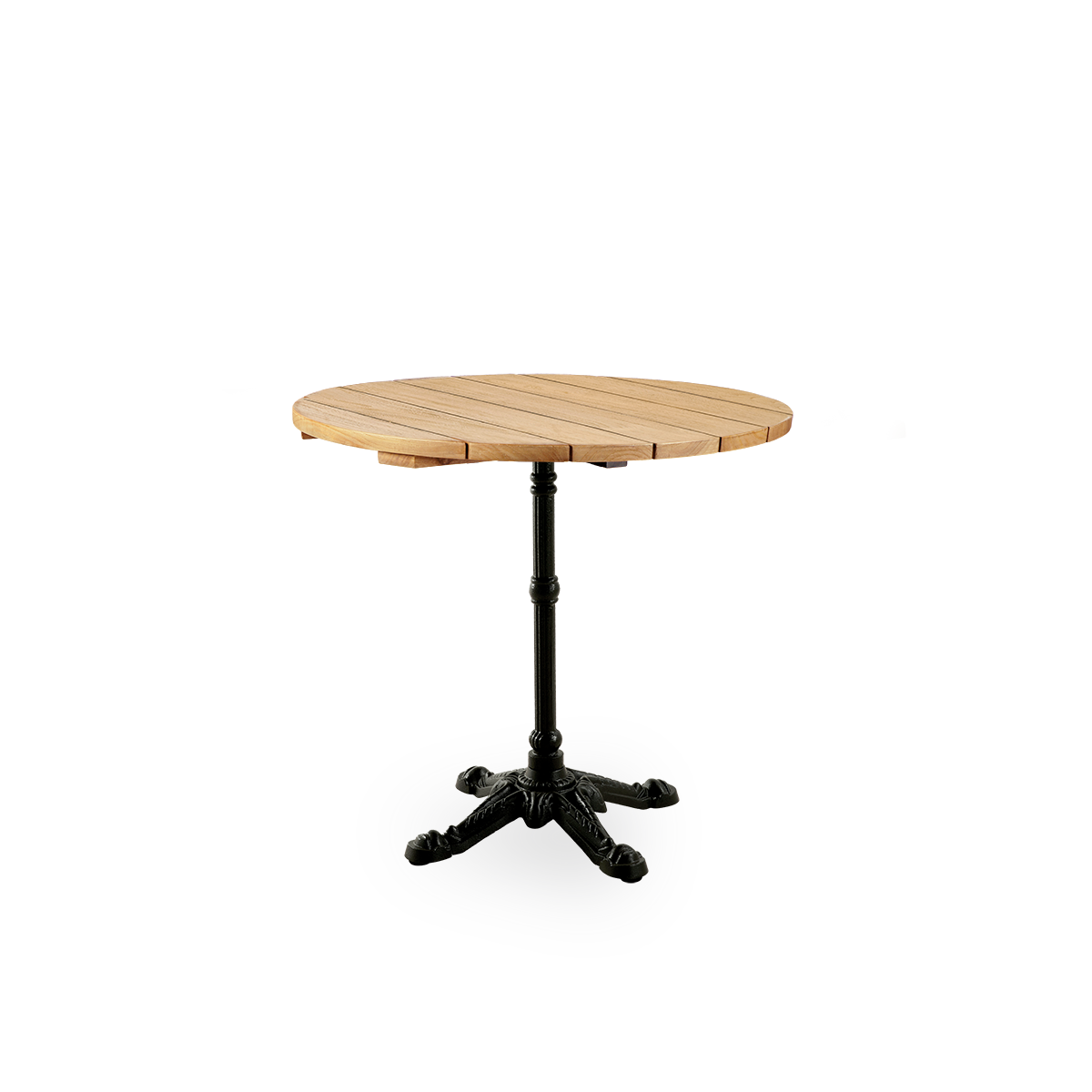 Esta es una imagen de la base de la mesa Lyon Café con tablero de teca.