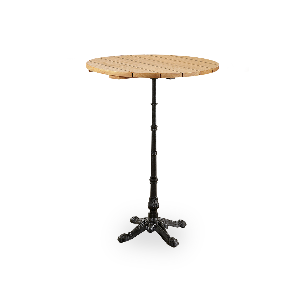 Esta es una imagen de la base de la mesa Lyon Café con tablero de teca.